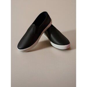 NEW Charles Albert Faux Leather Perforated Slip-On Memory Foam Loafers Black 6